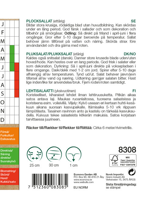Pluksalat 'Salad bowl rossa' økologisk